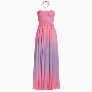 ROCOCO SAND Ombré Halter Maxi Dress Size Large Pink Purple Gold Dots